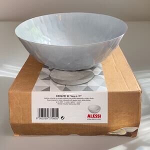 NIB Alessi Joy N.11 White Centerpiece Bowl Stainless Steel 11”